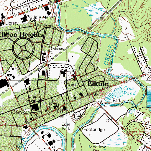 Topographic Map of Elkton Colored School (historical), MD