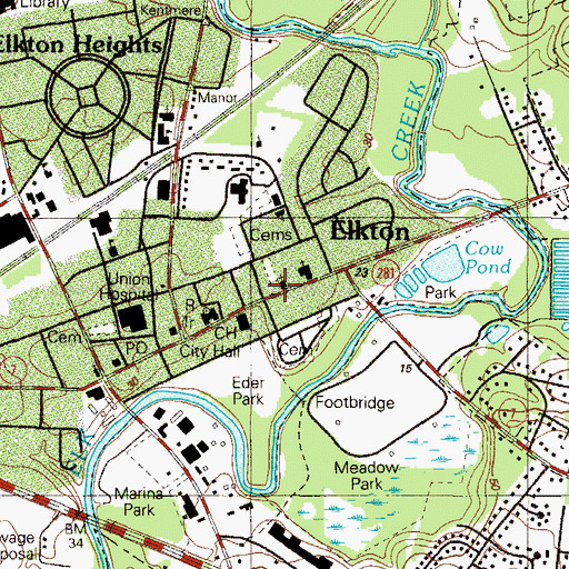 Topographic Map of Elkton Presbyterian Church, MD