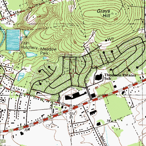 Topographic Map of Thomson Estates, MD