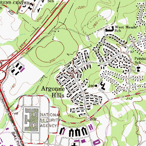 Topographic Map of Argonne Hills, MD