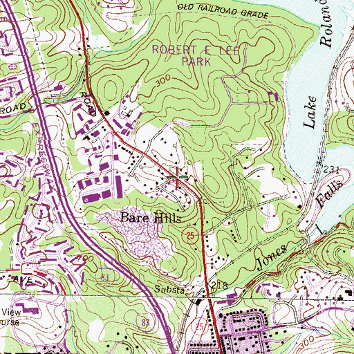 Topographic Map of Bare Hills, MD