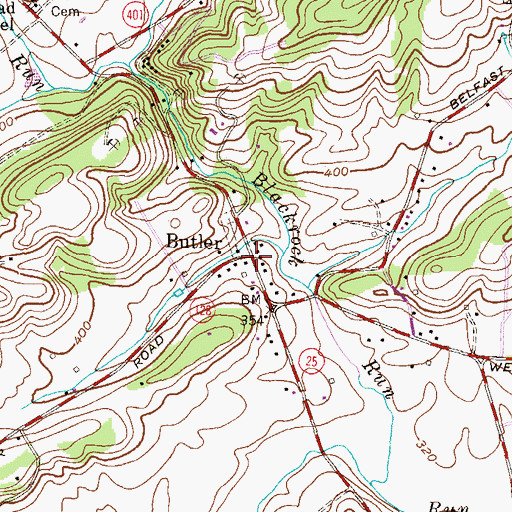 Topographic Map of Butler, MD