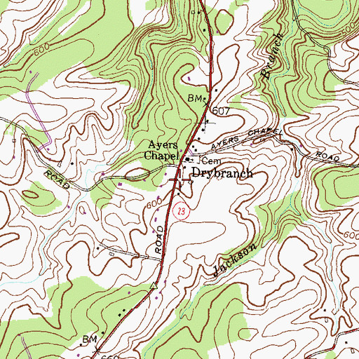 Topographic Map of Drybranch, MD