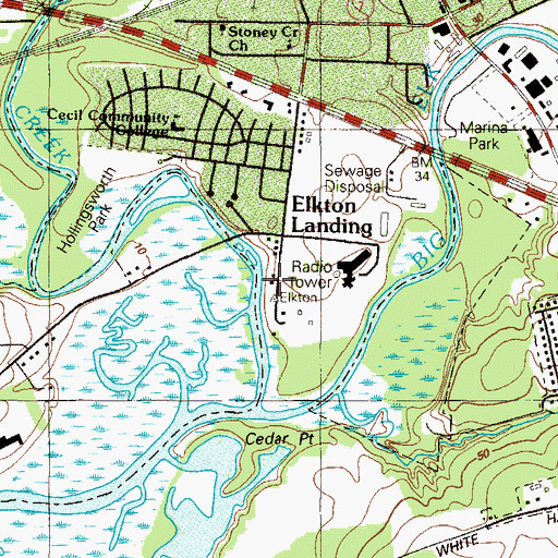 Topographic Map of Elkton Landing, MD