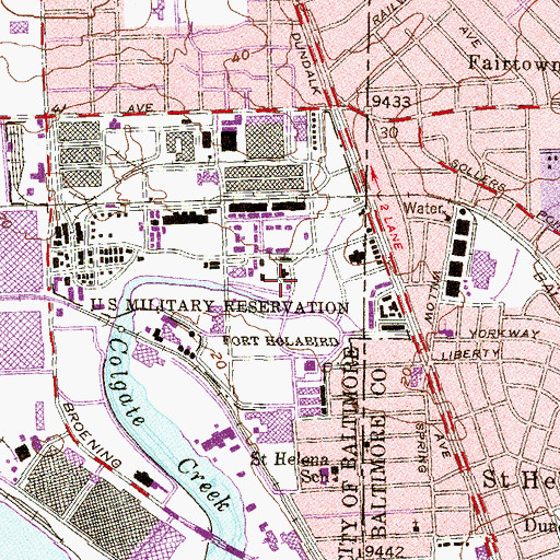 Topographic Map of Fort Holabird (historical), MD