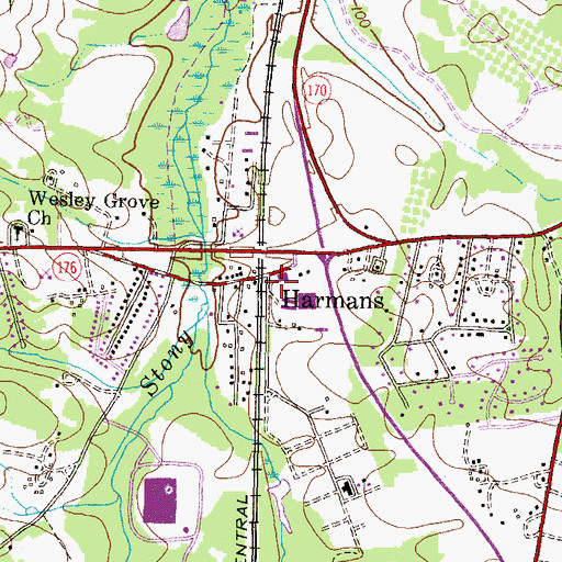 Topographic Map of Harmans, MD
