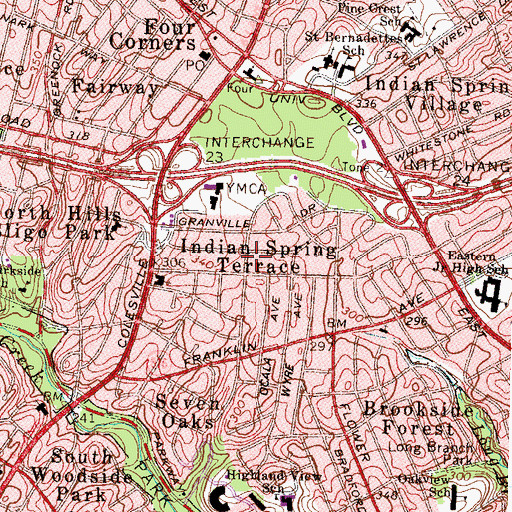 Topographic Map of Indian Spring Terrace, MD