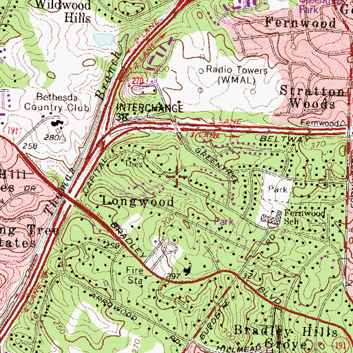 Topographic Map of Longwood, MD
