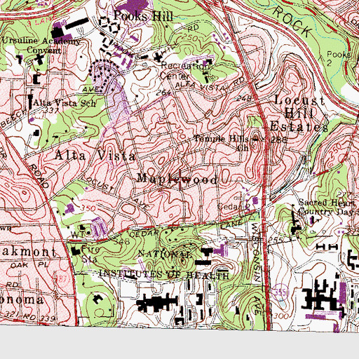Topographic Map of Maplewood, MD