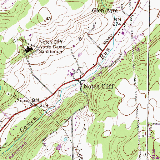 Topographic Map of Notch Cliff, MD