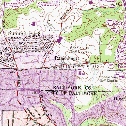Topographic Map of Ranchleigh, MD
