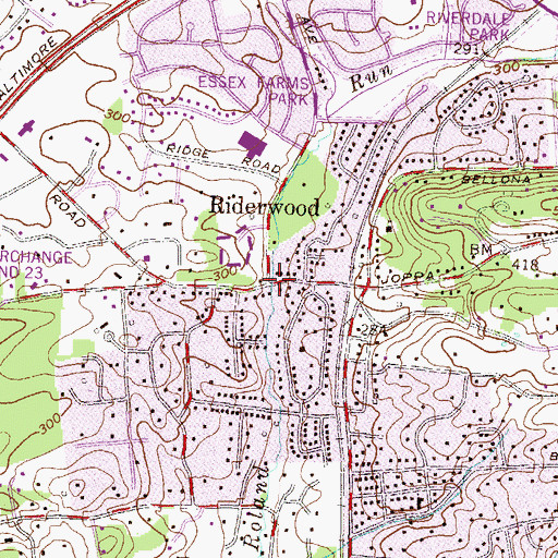 Topographic Map of Riderwood, MD
