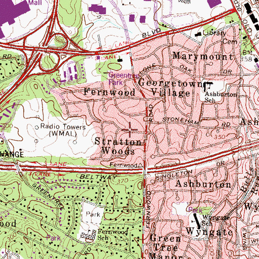 Topographic Map of Stratton Woods, MD
