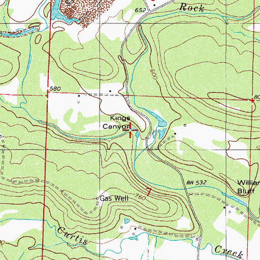 Topographic Map of Kings Canyon, AR
