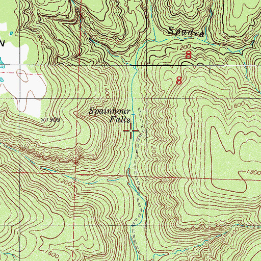 Topographic Map of Spainhour Falls, AR