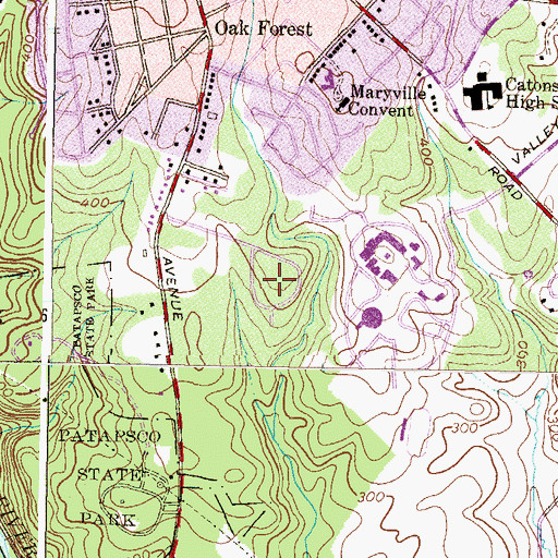 Topographic Map of Patapsco Woods, MD