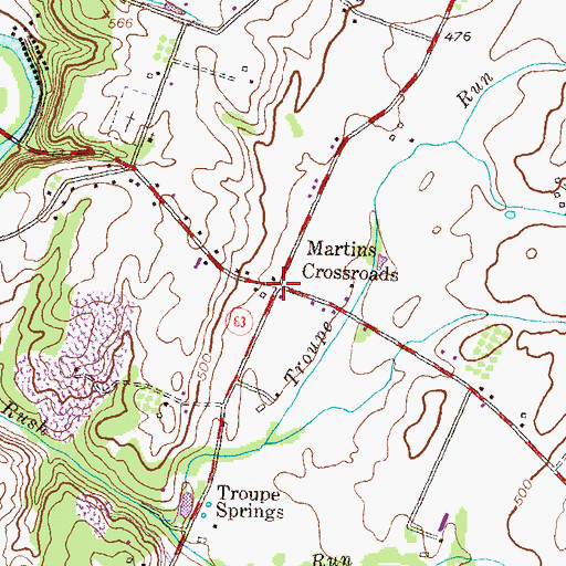 Topographic Map of Martins Crossroads, MD