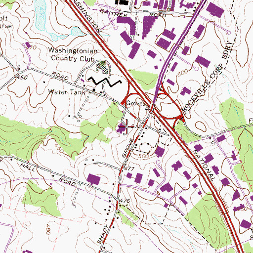 Topographic Map of Shady Grove Music Fair Theater, MD