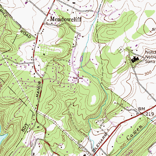 Topographic Map of Manor Woods, MD