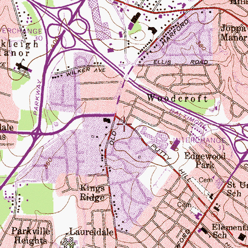 Topographic Map of Perry Hill Shopping Center, MD