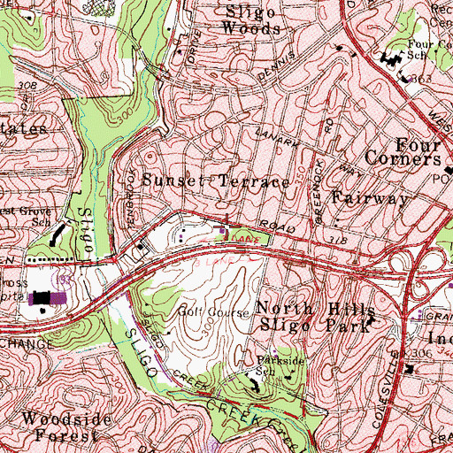Topographic Map of Forest Glen Senior Citizen Center, MD