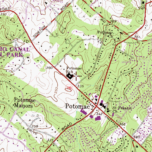 Topographic Map of Potomac United Presbyterian Church, MD