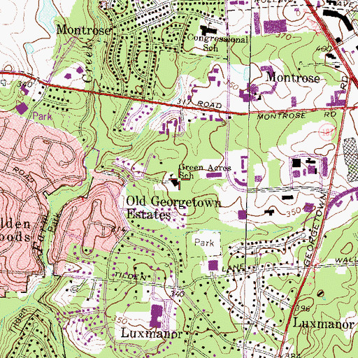 Topographic Map of Green Acres School, MD