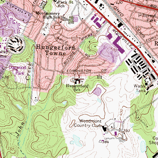 Topographic Map of Hungerford Park Elementary School (historical), MD