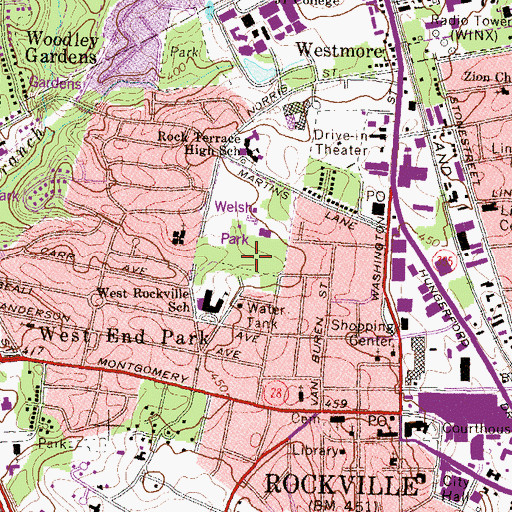 Topographic Map of Welsh Park, MD