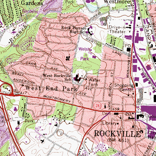 Topographic Map of Beall Elementary School, MD