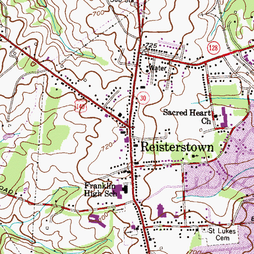 Topographic Map of Reisterstown Village Shopping Center, MD