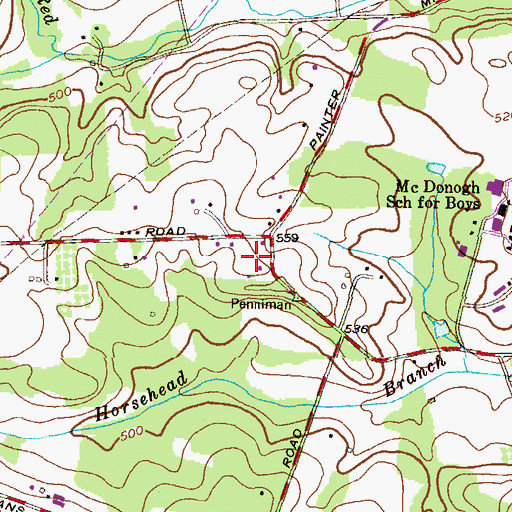 Topographic Map of The Chase at Foxridge, MD