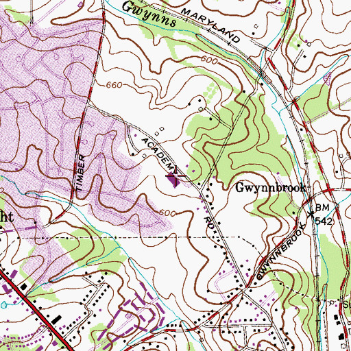 Topographic Map of Timber Grove Elementary School, MD