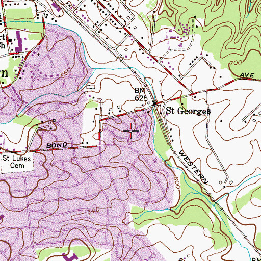 Topographic Map of Worthington Meadows, MD
