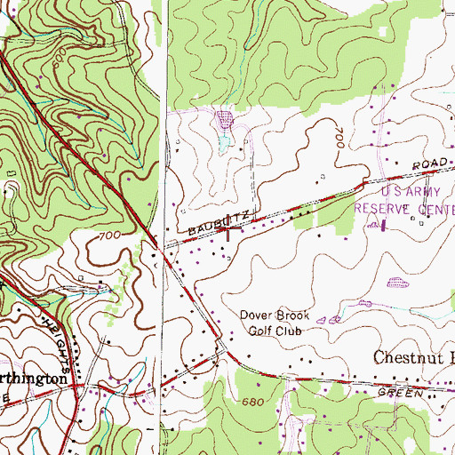 Topographic Map of Chestnut Ridge, MD