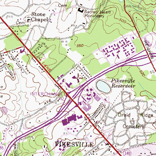 Topographic Map of Hooks Lane Executive Park, MD