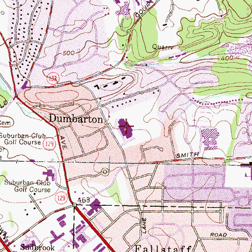 Topographic Map of Pikesville Middle School, MD