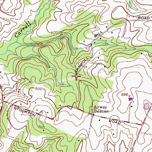 Topographic Map of Stockton Woods, MD