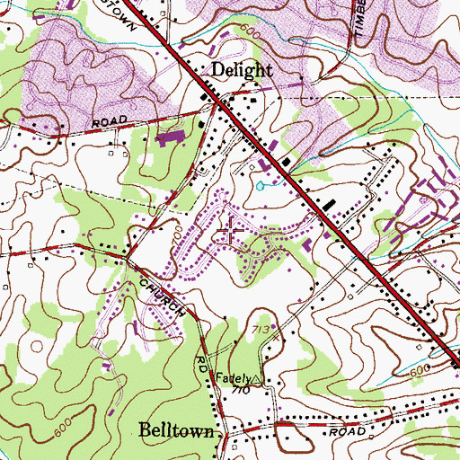 Topographic Map of Cedarmere, MD