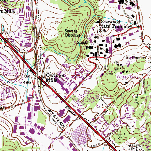 Topographic Map of Garrison Forest, MD