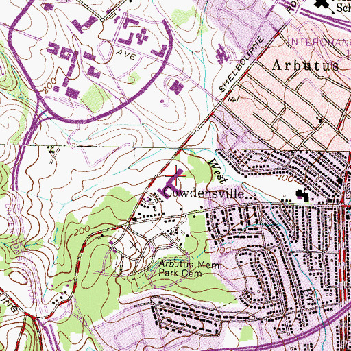 Topographic Map of Arbutus Middle School, MD