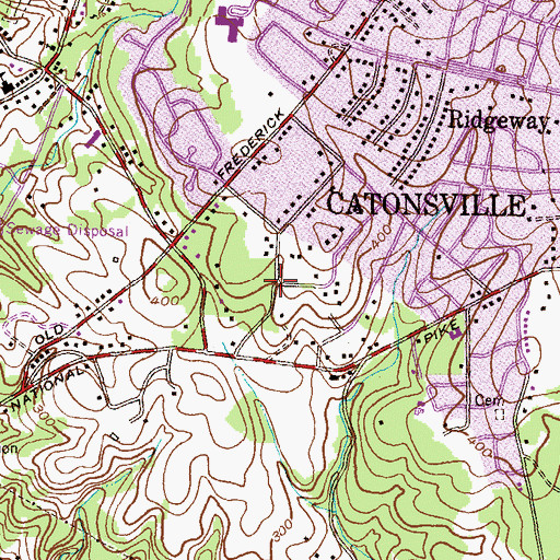 Topographic Map of Frederick Village, MD
