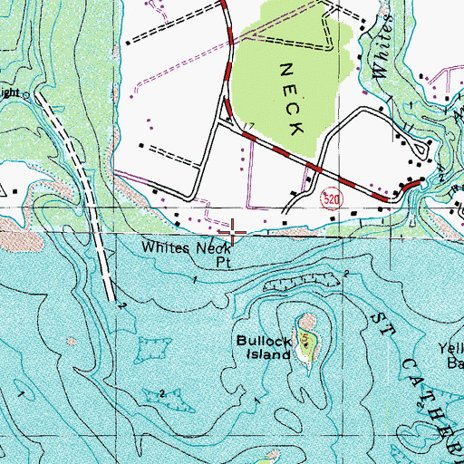 Topographic Map of Whites Neck Point, MD