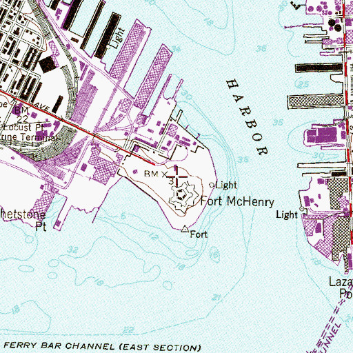 Topographic Map of Fort McHenry National Monument and Historic Shrine, MD