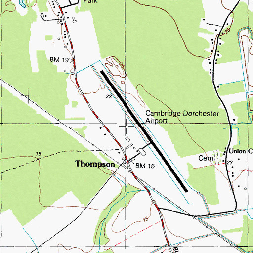 Topographic Map of Cambridge-Dorchester Regional Airport, MD