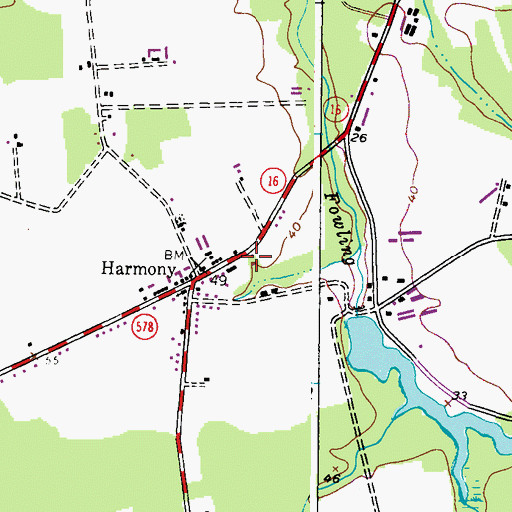 Topographic Map of Harmony Community Park, MD