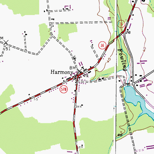 Topographic Map of Harmony United Methodist Church, MD