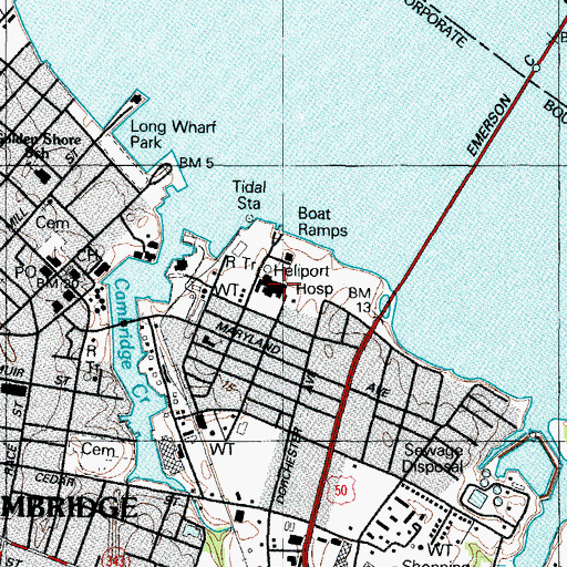 Topographic Map of University of Maryland Shore Medical Center at Dorchester, MD