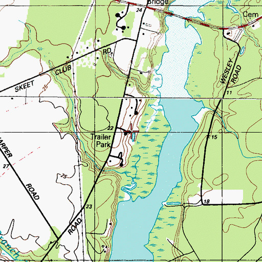Topographic Map of Marshyhope Village, MD