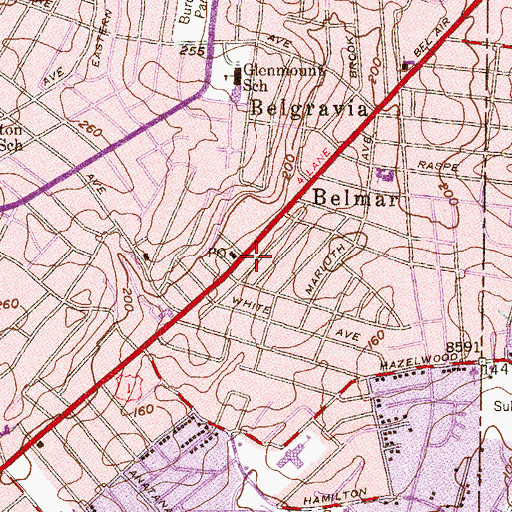 Topographic Map of Belmar, MD